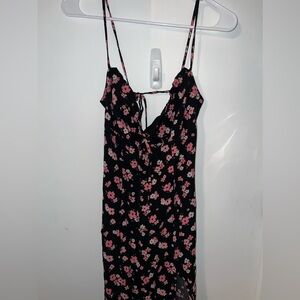 forever 21 black and pink floral midi dress